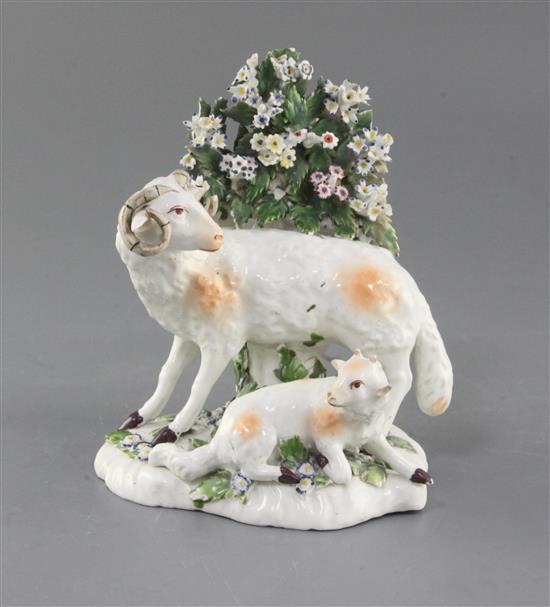 A Derby group of sheep, c.1760-5, h. 15.5cm, small losses